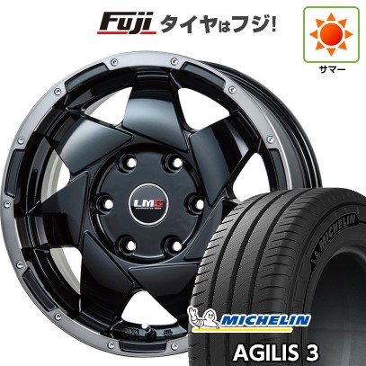【新品】ハイエース200系 夏タイヤ ホイール4本セット 215/60R17 109/107T ミシュラン アジリス3 レアマイスター LMG shuriken ブラック/ブラッククリアリム 17インチ