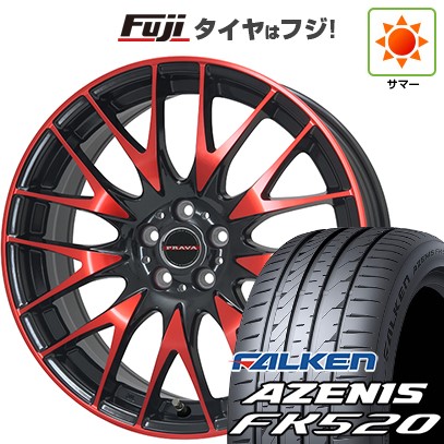 【エクストレイル（T33系）等】 夏タイヤ ホイール4本セット 255/45R20 ファルケン アゼニス FK520L ビッグウエイ LEYSEEN プラバ9M(レッドクリア) 20インチ