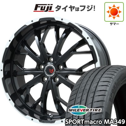 シビック(FL系 FK系)等 夏タイヤ ホイール4本セット 235/35R19 ミレバー スポーツマクロ MA349(限定) レアマイスター LMG ヴァスティア(グロスブラック/ホワイトリム) 19インチ