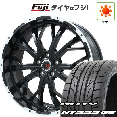 【パンク保証付き】シビック(FL系 FK系)等 夏タイヤ ホイール4本セット 235/35R19 ニットー NT555 G2 レアマイスター LMG ヴァスティア(グロスブラック/ホワイトリム) 19インチ