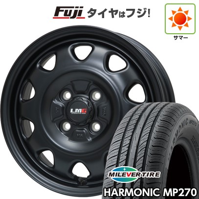 【新品 軽自動車】N-BOX タント スペーシア 夏タイヤ ホイール4本セット 155/65R14 ミレバー ハーモニック MP270(限定) レアマイスター LMG OFF-STYLE(マットブラック) 14インチ