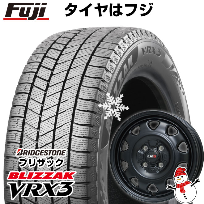 【新品 軽自動車】N-BOX タント スペーシア スタッドレスタイヤ ホイール4本セット 155/65R14 ブリヂストン ブリザック VRX3 レアマイスター LMG OFF-STYLE(マットブラック) 14インチ(送料無料)