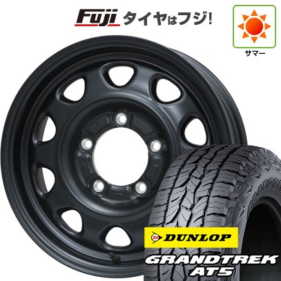 【新品】ジムニーシエラ 夏タイヤ ホイール4本セット 195/80R15 ダンロップ グラントレック AT5 レアマイスター LMG OFF-STYLE(マットブラック) 15インチ