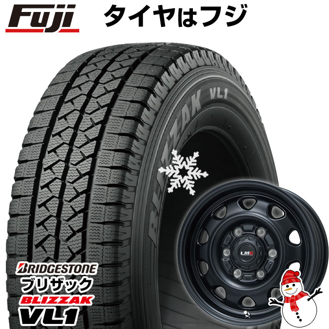 【新品】ハイエース200系用 スタッドレスタイヤ ホイール4本セット 195/80R15 107/105N ブリヂストン ブリザック VL10 レアマイスター LMG OFF-STYLE(マットブラック) 15インチ(送料無料)