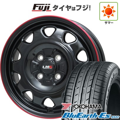 【新品 軽自動車】N-BOX タント スペーシア 夏タイヤ ホイール4本セット 165/55R15 ヨコハマ ブルーアース ES32 レアマイスター LMG OFF-STYLE(グロスブラック/レッドリム) 15インチ
