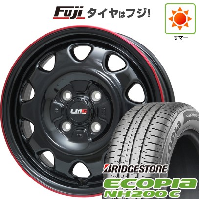 【新品 軽自動車】N-BOX タント スペーシア 夏タイヤ ホイール4本セット 165/55R15 ブリヂストン エコピア NH200 C レアマイスター LMG OFF-STYLE(グロスブラック/レッドリム) 15インチ