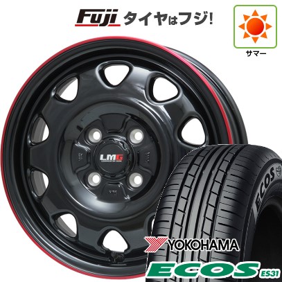 【新品 軽自動車】N-BOX タント スペーシア 夏タイヤ ホイール4本セット 165/55R15 ヨコハマ エコス ES31 レアマイスター LMG OFF-STYLE(グロスブラック/レッドリム) 15インチ