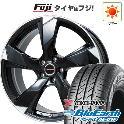 【新品】フリード 5穴/114 夏タイヤ ホイール4本セット 195/55R16 ヨコハマ ブルーアース AE-01F プレミックス ヴェランV(グロスブラック/リムポリッシュ) 16インチ