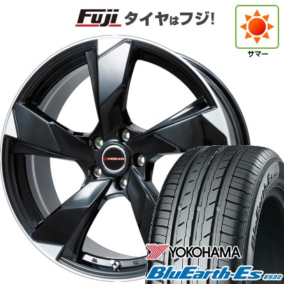 【新品】フリード 5穴/114 夏タイヤ ホイール4本セット 195/55R16 ヨコハマ ブルーアース ES32 プレミックス ヴェランV(グロスブラック/リムポリッシュ) 16インチ