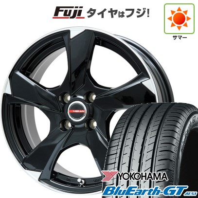 【新品】フリード 5穴/114 夏タイヤ ホイール4本セット 205/45R17 ヨコハマ ブルーアース GT AE51 プレミックス ヴェランV(グロスブラック/リムポリッシュ) 17インチ