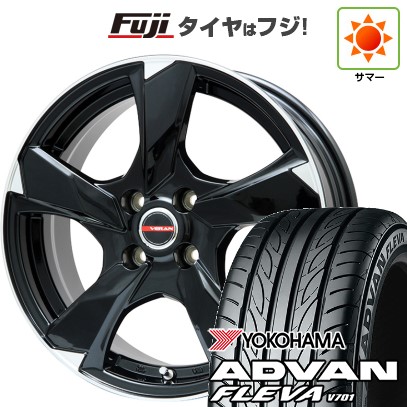 【新品】フリード 5穴/114 夏タイヤ ホイール4本セット 205/45R17 ヨコハマ アドバン フレバV701 プレミックス ヴェランV(グロスブラック/リムポリッシュ) 17インチ