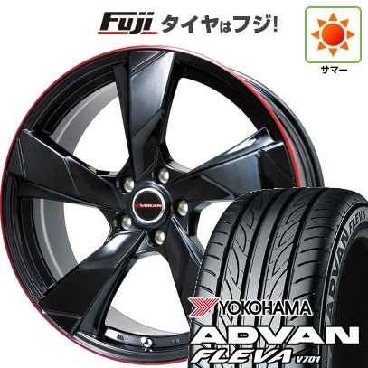 【新品】フリード 5穴/114 夏タイヤ ホイール4本セット 195/55R16 ヨコハマ アドバン フレバV701 プレミックス ヴェランV(グロスブラック/レッドリム) 16インチ