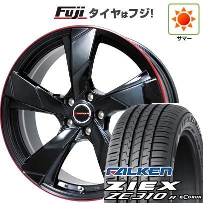 【新品】フリード 5穴/114 夏タイヤ ホイール4本セット 195/55R16 ファルケン ジークス ZE310R エコラン(限定) プレミックス ヴェランV(グロスブラック/レッドリム) 16インチ