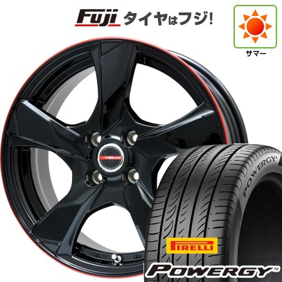 【新品】フリード 5穴/114 夏タイヤ ホイール4本セット 205/45R17 ピレリ パワジー プレミックス ヴェランV(グロスブラック/レッドリム) 17インチ