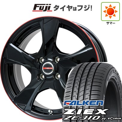 【新品】フリード 5穴/114 夏タイヤ ホイール4本セット 205/45R17 ファルケン ジークス ZE310R エコラン(限定) プレミックス ヴェランV(グロスブラック/レッドリム) 17インチ
