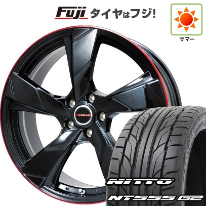 【パンク保証付き】シビック(FL系 FK系)等 夏タイヤ ホイール4本セット 235/35R19 ニットー NT555 G2 プレミックス ヴェランV(グロスブラック/レッドリム) 19インチ