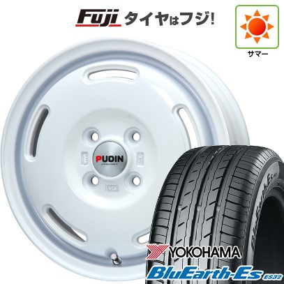 【新品 軽自動車】N-BOX タント スペーシア 夏タイヤ ホイール4本セット 155/65R14 ヨコハマ ブルーアース ES32 プレミックス プディン(ホワイト) 14インチ