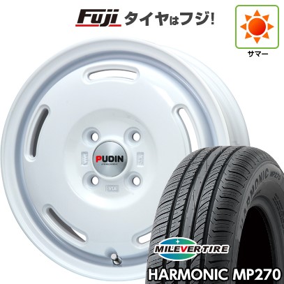 【新品 軽自動車】N-BOX タント スペーシア 夏タイヤ ホイール4本セット 155/65R14 ミレバー ハーモニック MP270(限定) プレミックス プディン(ホワイト) 14インチ