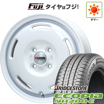 【新品 軽自動車】N-BOX タント スペーシア 夏タイヤ ホイール4本セット 155/65R14 ブリヂストン エコピア NH200 C プレミックス プディン(ホワイト) 14インチ