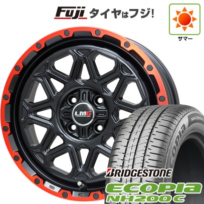【新品 軽自動車】N-BOX タント スペーシア 夏タイヤ ホイール4本セット 165/55R15 ブリヂストン エコピア NH200 C レアマイスター LMG モンタグナ(マットブラック/レッドリム) 15インチ