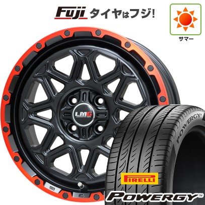 【新品 軽自動車】N-BOX タント スペーシア 夏タイヤ ホイール4本セット 165/55R15 ピレリ パワジー レアマイスター LMG モンタグナ(マットブラック/レッドリム) 15インチ