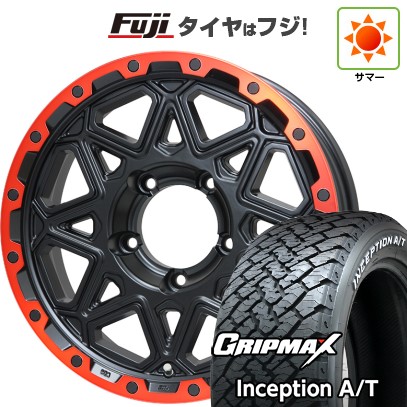 ジムニーシエラ/ジムニーノマド 夏タイヤ ホイール4本セット 215/75R15 グリップマックス インセプション A/T RWL(限定) レアマイスター LMG モンタグナ(マットブラック/レッドリム) 15インチ