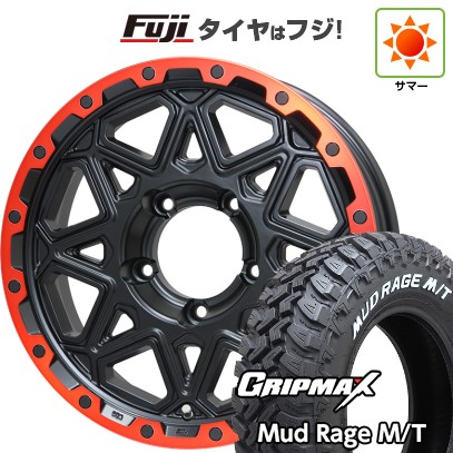 【新品】ジムニーシエラ 夏タイヤ ホイール4本セット 195/80R15 グリップマックス マッドレイジM/T RWL(限定) レアマイスター LMG モンタグナ(マットブラック/レッドリム) 15インチ