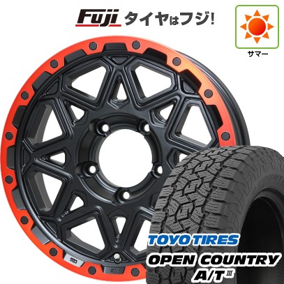 【新品】ジムニーシエラ 夏タイヤ ホイール4本セット 195/80R15 トーヨー オープンカントリー A/T III RWL/RBL レアマイスター LMG モンタグナ(マットブラック/レッドリム) 15インチ