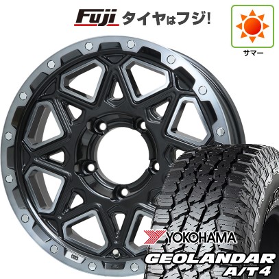 【新品】ジムニー 夏タイヤ ホイール４本セット 185/85R16 ヨコハマ ジオランダー A/T4 G018 WL/RBL レアマイスター LMG モンタグナ(ブラックポリッシュ/ブラッククリア) 16インチ