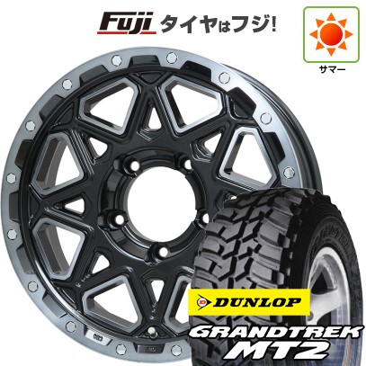 【新品】ジムニー 夏タイヤ ホイール4本セット 195/80R16 ダンロップ グラントレック MT2 レアマイスター LMG モンタグナ(ブラックポリッシュ/ブラッククリア) 16インチ