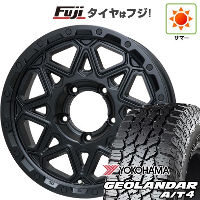 【新品】ジムニー 夏タイヤ ホイール4本セット 185/85R16 ヨコハマ ジオランダー A/T4 G018 WL/RBL レアマイスター LMG モンタグナ(マットブラック) 16インチ