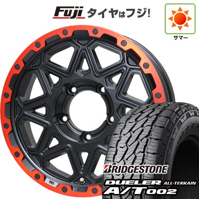 【新品】ジムニーシエラ 夏タイヤ ホイール4本セット 215/70R16 ブリヂストン デューラー A/T002 OWL/RBL レアマイスター LMG モンタグナ(マットブラック/レッドリム) 16インチ