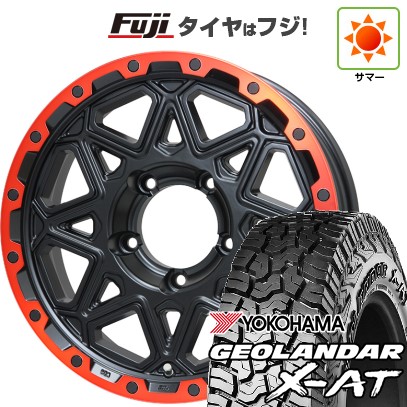 【新品】ジムニーシエラ 夏タイヤ ホイール4本セット 215/70R16 ヨコハマ ジオランダー X-AT G016 レアマイスター LMG モンタグナ(マットブラック/レッドリム) 16インチ