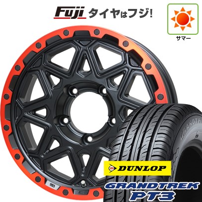 【新品】ジムニーシエラ 夏タイヤ ホイール4本セット 215/70R16 ダンロップ グラントレック PT3 レアマイスター LMG モンタグナ(マットブラック/レッドリム) 16インチ