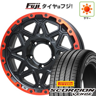【新品】ジムニーシエラ 夏タイヤ ホイール4本セット 215/70R16 ピレリ スコーピオン ヴェルデ レアマイスター LMG モンタグナ(マットブラック/レッドリム) 16インチ