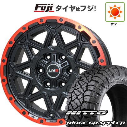 【パンク保証付き】プラド/ハイラックス/トライトン(GSR) 夏タイヤ ホイール4本セット 265/65R17 ニットー リッジグラップラー レアマイスター LMG モンタグナ(マットブラック/レッドリム) 17インチ