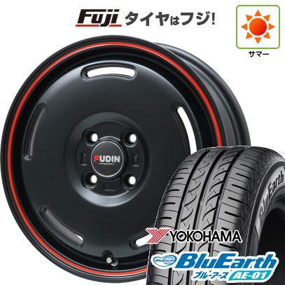 【新品 軽自動車】N-BOX タント スペーシア 夏タイヤ ホイール4本セット 165/55R15 ヨコハマ ブルーアース AE-01 プレミックス プディン(マットブラック/レッドライン) 15インチ