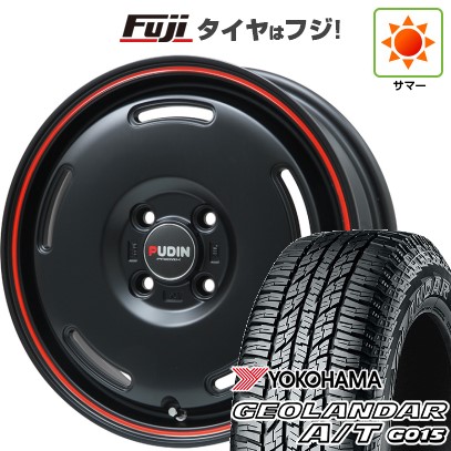 【新品 軽自動車】N-BOX タント スペーシア 夏タイヤ ホイール4本セット 165/55R15 ヨコハマ ジオランダー A/T G015 RBL プレミックス プディン(マットブラック/レッドライン) 15インチ