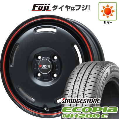 【新品 軽自動車】N-BOX タント スペーシア 夏タイヤ ホイール4本セット 155/65R14 ブリヂストン エコピア NH200 C プレミックス プディン(マットブラック/レッドライン) 14インチ
