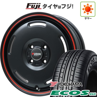 【新品 軽自動車】N-BOX タント スペーシア 夏タイヤ ホイール4本セット 165/55R15 ヨコハマ エコス ES31 プレミックス プディン(マットブラック/レッドライン) 15インチ