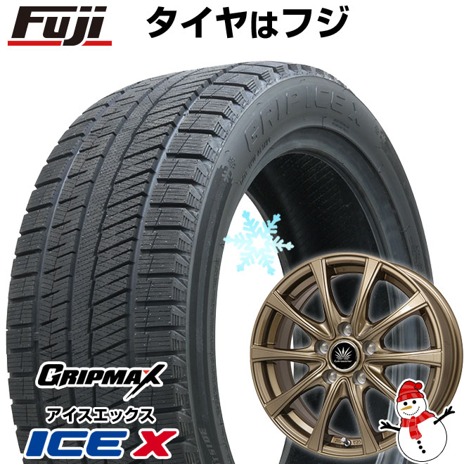 【新品】フリード 5穴/114 スタッドレスタイヤ ホイール４本セット 185/65R15 グリップマックス アイスX BSW ブラックサイドウォール(限定) プレミックス アマルフィV Jr(ブロンズ) 15インチ(送料無料)