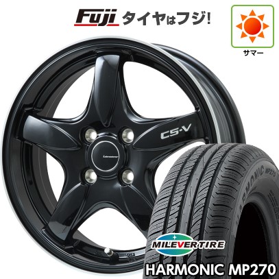 【新品 軽自動車】N-BOX タント スペーシア 夏タイヤ ホイール4本セット 155/65R14 ミレバー ハーモニック MP270(限定) レアマイスター CS-V(グロスブラック/リムポリッシュ) 14インチ
