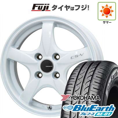 【新品 軽自動車】N-BOX タント スペーシア 夏タイヤ ホイール4本セット 155/65R14 ヨコハマ ブルーアース AE-01 レアマイスター CS-V(ホワイト) 14インチ