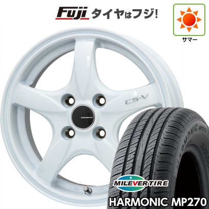 【新品 軽自動車】N-BOX タント スペーシア 夏タイヤ ホイール4本セット 155/65R14 ミレバー ハーモニック MP270(限定) レアマイスター CS-V(ホワイト) 14インチ