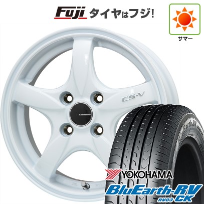 【パンク保証付き】【新品 軽自動車】N-BOX タント スペーシア 夏タイヤ ホイール4本セット 155/65R14 ヨコハマ ブルーアース RV-03CK レアマイスター CS-V(ホワイト) 14インチ