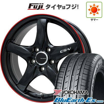 【新品】ルーミー・パッソ・ジャスティ・トール 夏タイヤ ホイール4本セット 175/55R15 ヨコハマ ブルーアース ES32 レアマイスター CS-V(グロスブラック/レッドリム) 15インチ