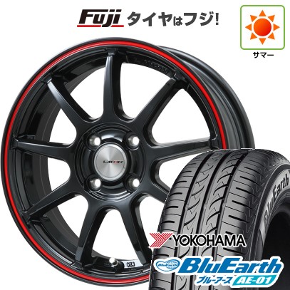 【新品 軽自動車】N-BOX タント スペーシア 夏タイヤ ホイール4本セット 165/55R15 ヨコハマ ブルーアース AE-01 レアマイスター LMスポーツLM-QR グロスブラック/レッドライン 15インチ