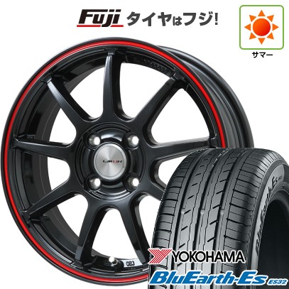 【新品 軽自動車】N-BOX タント スペーシア 夏タイヤ ホイール4本セット 165/55R15 ヨコハマ ブルーアース ES32 レアマイスター LMスポーツLM-QR グロスブラック/レッドライン 15インチ