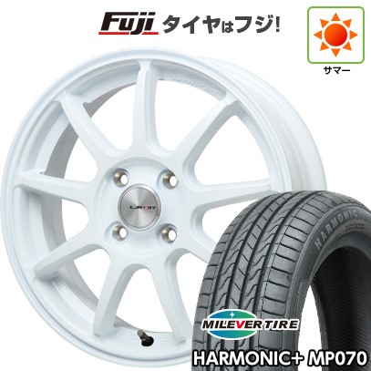 【新品 軽自動車】N-BOX タント スペーシア 夏タイヤ ホイール4本セット 165/55R15 ミレバー ハーモニック プラス MP070(限定) レアマイスター LMスポーツLM-QR ホワイト 15インチ