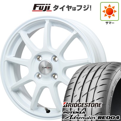 【新品 軽自動車】N-BOX タント スペーシア 夏タイヤ ホイール4本セット 165/55R15 ブリヂストン ポテンザ アドレナリン RE004 レアマイスター LMスポーツLM-QR ホワイト 15インチ